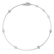 Round Diamond Station Bracelet with Bezel Set Diamonds in 10K/14K gold and platinum with certified lab-grown or natural diamonds