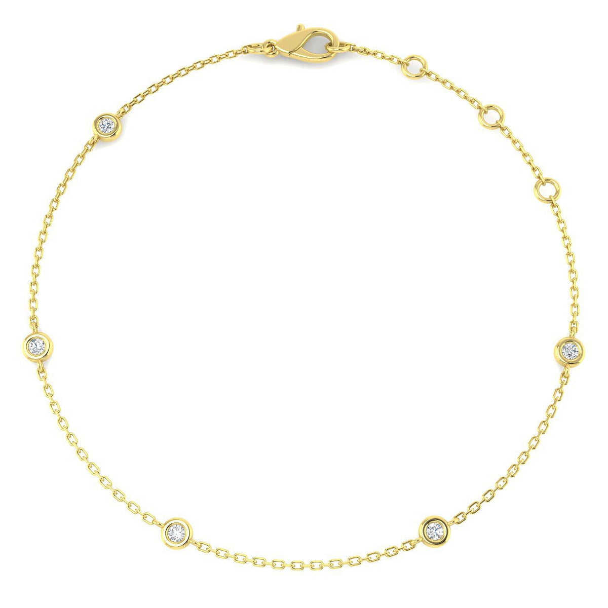 Round Diamond Station Bracelet with Bezel Set Diamonds in 10K/14K gold and platinum with certified lab-grown or natural diamonds