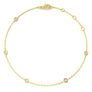 Round Diamond Station Bracelet with Bezel Set Diamonds in 10K/14K gold and platinum with certified lab-grown or natural diamonds