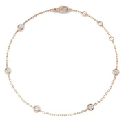 Round Diamond Station Bracelet with Bezel Set Diamonds in 10K/14K gold and platinum with certified lab-grown or natural diamonds
