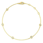 Round Diamond Station Bracelet with Bezel Set Diamonds in 10K/14K gold and platinum with certified lab-grown or natural diamonds