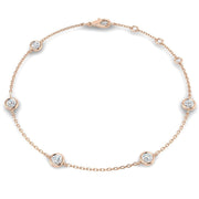 Round Diamond Station Bracelet with Bezel Set Diamonds in 10K/14K gold and platinum with certified lab-grown or natural diamonds