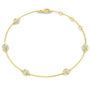 Round Diamond Station Bracelet with Bezel Set Diamonds in 10K/14K gold and platinum with certified lab-grown or natural diamonds