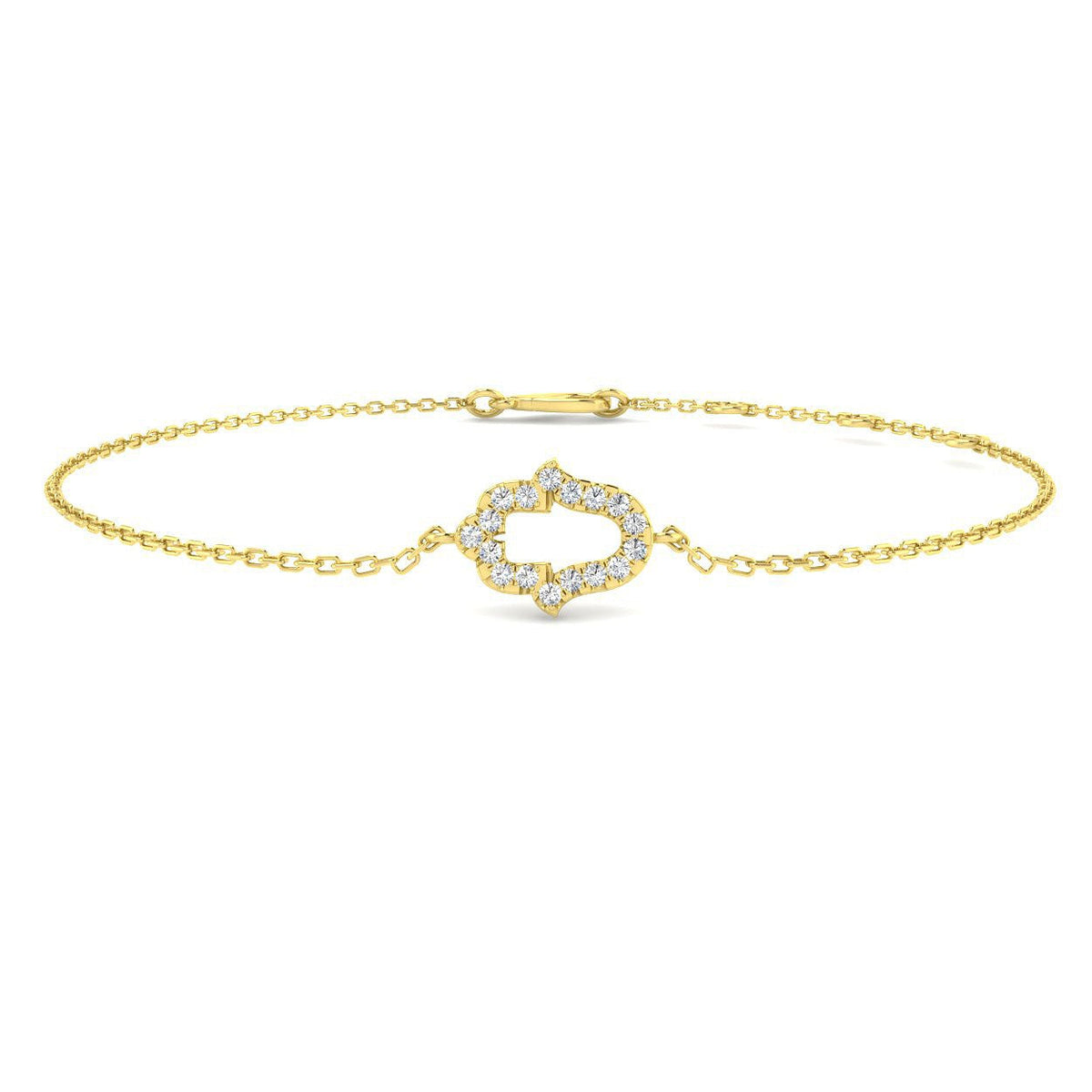 Natural Diamond Hamsa Bracelet in 10K/14K gold and platinum with certified lab-grown or natural diamonds