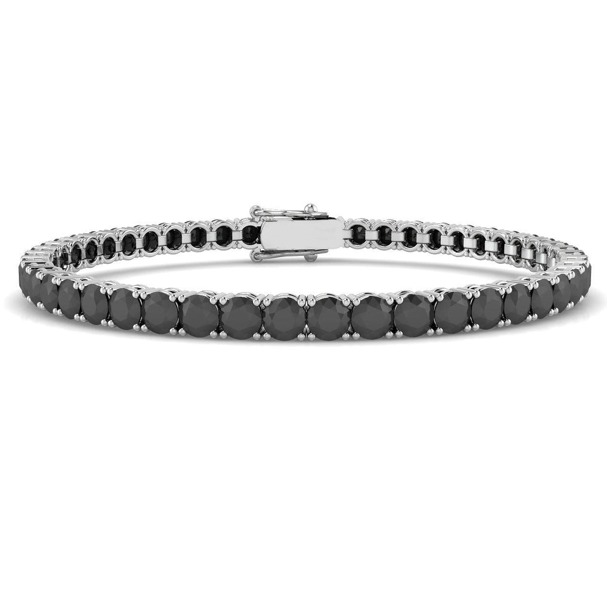 Platinum Round Cut Natural Black Diamond Tennis Bracelet in 10K/14K gold and platinum with certified lab-grown or natural diamonds