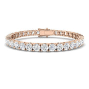 Round Natural Diamond Tennis Bracelet in Prong Set with Secure Box Clasp in 10K/14K gold and platinum with certified lab-grown or natural diamonds