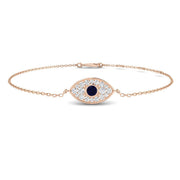 Sapphire Evil Eye Bracelet with Cluster Pave Diamonds in 10K/14K gold and platinum with certified lab-grown or natural diamonds