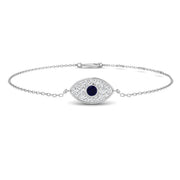 Sapphire Evil Eye Bracelet with Cluster Pave Diamonds in 10K/14K gold and platinum with certified lab-grown or natural diamonds