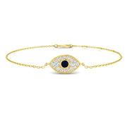 Sapphire Evil Eye Bracelet with Cluster Pave Diamonds in 10K/14K gold and platinum with certified lab-grown or natural diamonds