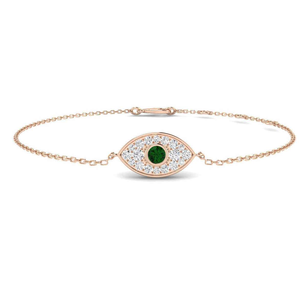Emerald Halo Bracelet with Cluster Pave in 10K/14K gold and platinum with certified lab-grown or natural diamonds