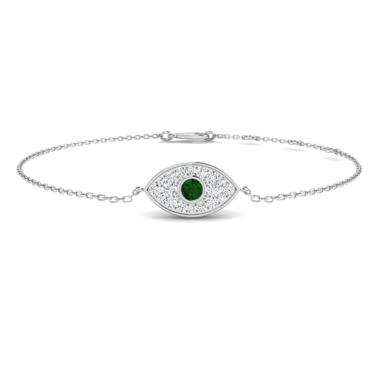 Emerald Halo Bracelet with Cluster Pave in 10K/14K gold and platinum with certified lab-grown or natural diamonds