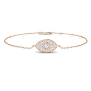 Natural Diamond Evil Eye Bracelet with Halo Cluster in 10K/14K gold and platinum with certified lab-grown or natural diamonds