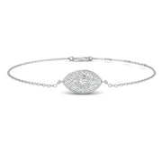 Natural Diamond Evil Eye Bracelet with Halo Cluster in 10K/14K gold and platinum with certified lab-grown or natural diamonds