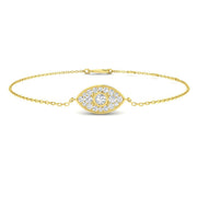 Natural Diamond Evil Eye Bracelet with Halo Cluster in 10K/14K gold and platinum with certified lab-grown or natural diamonds
