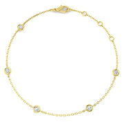 Round Diamond Station Bracelet with Bezel Set Diamonds in 10K/14K gold and platinum with certified lab-grown or natural diamonds