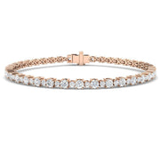 Round Natural Diamond Tennis Bracelet in Prong Set with Secure Box Clasp in 10K/14K gold and platinum with certified lab-grown or natural diamonds
