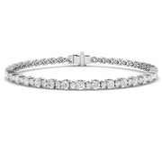 Round Natural Diamond Tennis Bracelet in Prong Set with Secure Box Clasp in 10K/14K gold and platinum with certified lab-grown or natural diamonds