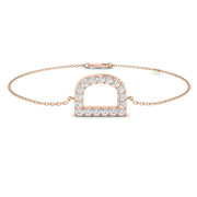 Natural Round Cut Diamond Initial D Letter Chain Bracelet in Platinum with Lobster Claw in 10K/14K gold and platinum with certified lab-grown or natural diamonds