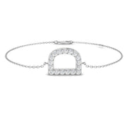 Natural Round Cut Diamond Initial D Letter Chain Bracelet in Platinum with Lobster Claw in 10K/14K gold and platinum with certified lab-grown or natural diamonds