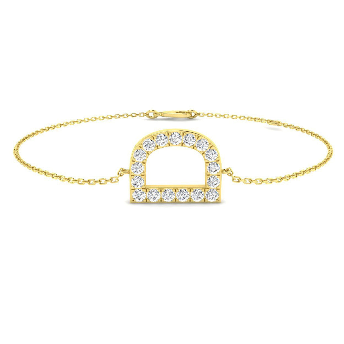 Natural Round Cut Diamond Initial D Letter Chain Bracelet in Platinum with Lobster Claw in 10K/14K gold and platinum with certified lab-grown or natural diamonds
