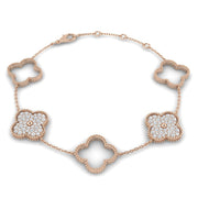 Milgrain Clover Diamond Chain Bracelet in 10K/14K gold and platinum with certified lab-grown or natural diamonds
