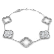 Milgrain Clover Diamond Chain Bracelet in 10K/14K gold and platinum with certified lab-grown or natural diamonds