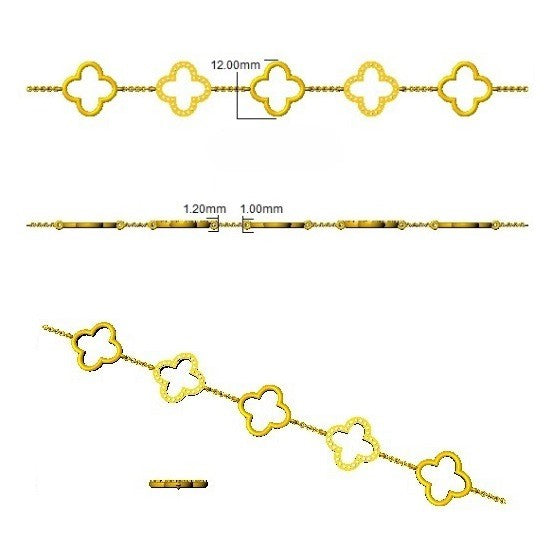Natural or Lab Grown Diamond Clover Chain Bracelet in 10K/14K gold and platinum with certified lab-grown or natural diamonds