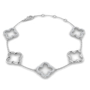 Solid Gold Clover Diamond Chain Bracelet or in 10K/14K gold and platinum with certified lab-grown or natural diamonds