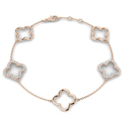 Natural or Lab Grown Diamond Clover Chain Bracelet in 10K/14K gold and platinum with certified lab-grown or natural diamonds