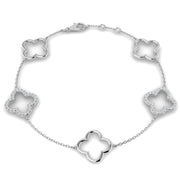 Natural or Lab Grown Diamond Clover Chain Bracelet in 10K/14K gold and platinum with certified lab-grown or natural diamonds