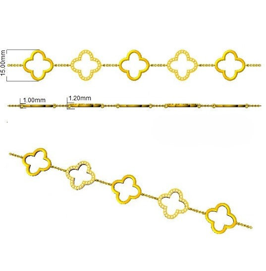 Natural or Lab Grown Diamond Clover Chain Bracelet in 10K/14K gold and platinum with certified lab-grown or natural diamonds