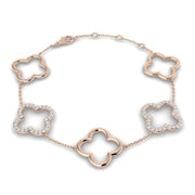 Natural or Lab Grown Diamond Clover Chain Bracelet in 10K/14K gold and platinum with certified lab-grown or natural diamonds