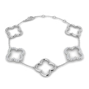 Natural or Lab Grown Diamond Clover Chain Bracelet in 10K/14K gold and platinum with certified lab-grown or natural diamonds