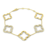 Natural or Lab Grown Diamond Clover Chain Bracelet in 10K/14K gold and platinum with certified lab-grown or natural diamonds