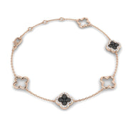 Elegant Natural Round Black Diamond Clover Chain Bracelet in Gold or in 10K/14K gold and platinum with certified lab-grown or natural diamonds