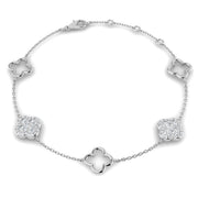 Platinum Lab Grown Diamond Pave Four Leaf Clover Bracelet in 10K/14K gold and platinum with certified lab-grown or natural diamonds