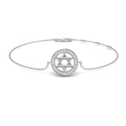 Natural Diamond Jewish Star of David Bracelet with Round Pave Halo in 10K/14K gold and platinum with certified lab-grown or natural diamonds