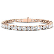 Round Natural Diamond Tennis Bracelet in Prong Set with Secure Box Clasp in 10K/14K gold and platinum with certified lab-grown or natural diamonds