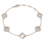 Natural or Lab Grown Diamond Clover Chain Bracelet in 10K/14K gold and platinum with certified lab-grown or natural diamonds