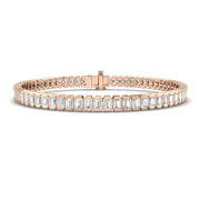 Natural Baguette Cut Bezel Set Diamond Bracelet with Secure Box Clasp in 10K/14K gold and platinum with certified lab-grown or natural diamonds