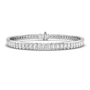 Natural Baguette Cut Bezel Set Diamond Bracelet with Secure Box Clasp in 10K/14K gold and platinum with certified lab-grown or natural diamonds