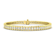 Natural Baguette Cut Bezel Set Diamond Bracelet with Secure Box Clasp in 10K/14K gold and platinum with certified lab-grown or natural diamonds