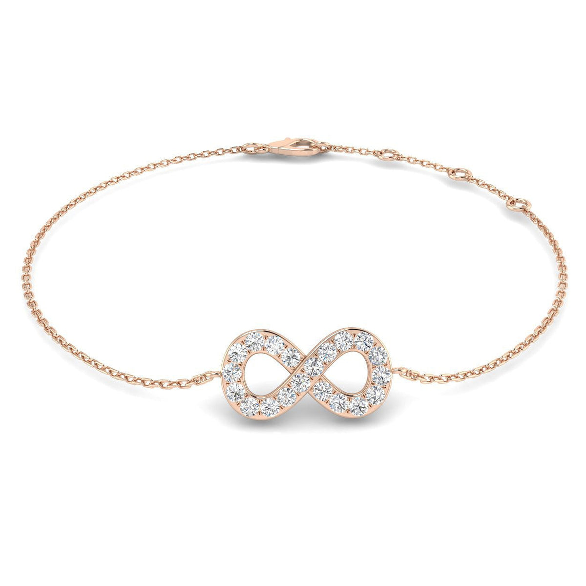 Natural Diamond Infinity Bracelet in 10K/14K gold and platinum with certified lab-grown or natural diamonds