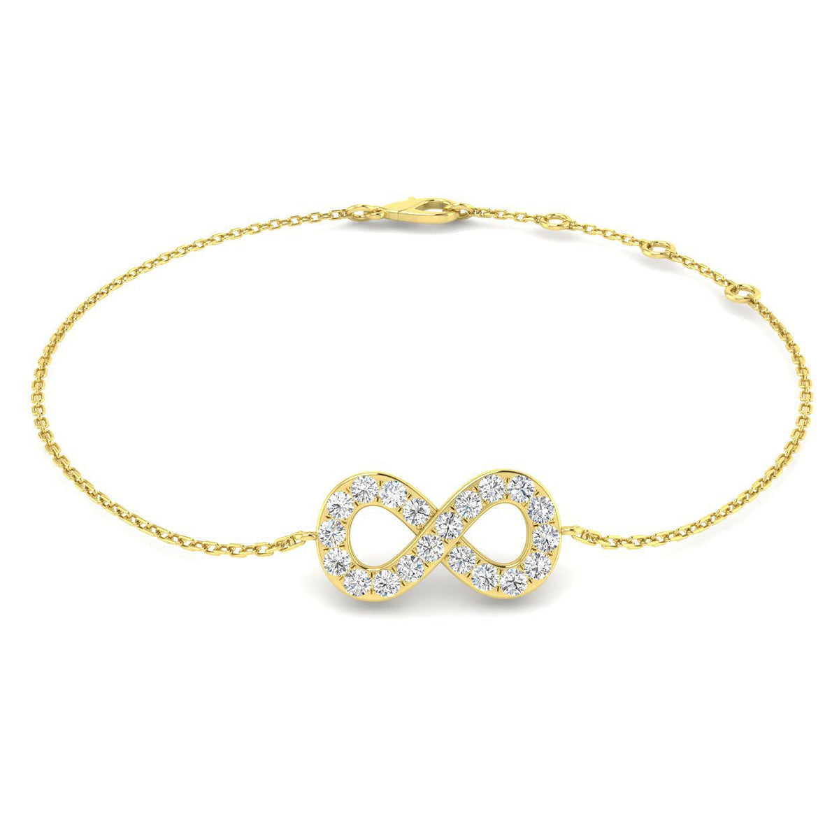 Natural Diamond Infinity Bracelet in 10K/14K gold and platinum with certified lab-grown or natural diamonds