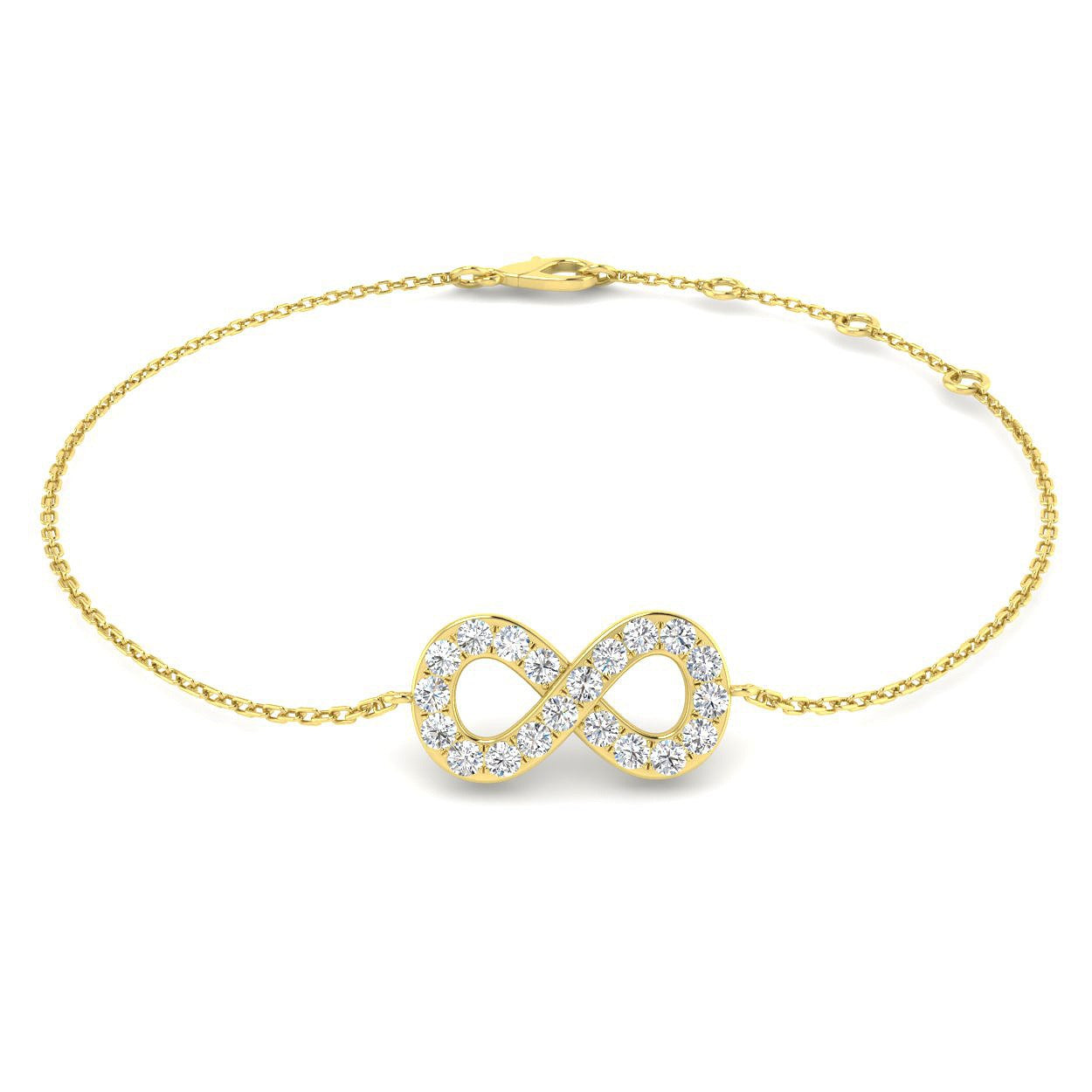 Natural Diamond Infinity Bracelet in 10K/14K gold and platinum with certified lab-grown or natural diamonds