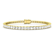 Baguette Cut Lab Grown Diamond Prong Set Link Tennis Bracelet in Platinum with Box Clasp in 10K/14K gold and platinum with certified lab-grown or natural diamonds