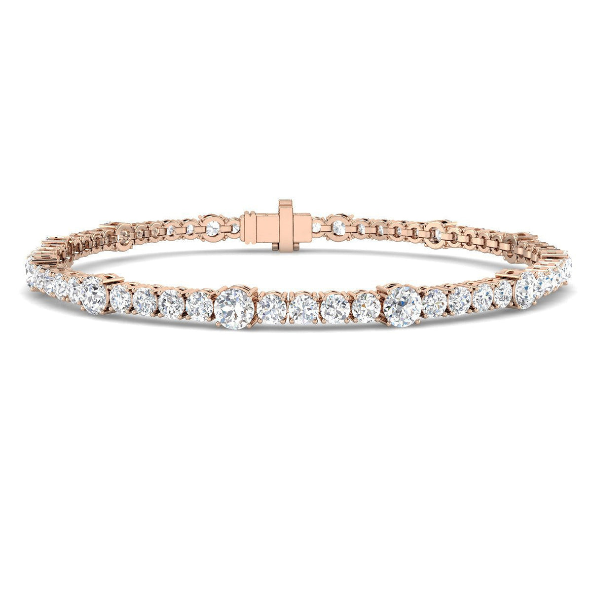Round Lab Grown Diamond Tennis Bracelet in Prong Set with Box Closure in 10K/14K gold and platinum with certified lab-grown or natural diamonds