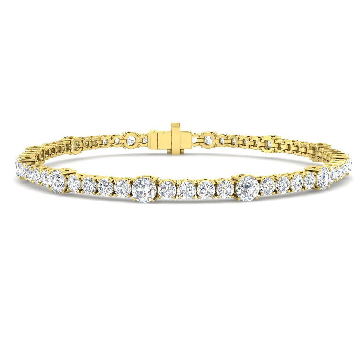 Round Lab Grown Diamond Tennis Bracelet in Prong Set with Box Closure in 10K/14K gold and platinum with certified lab-grown or natural diamonds