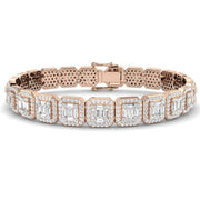 Baguette & Round Cut Emerald Style Natural Diamond Bracelet in Gold & in 10K/14K gold and platinum with certified lab-grown or natural diamonds