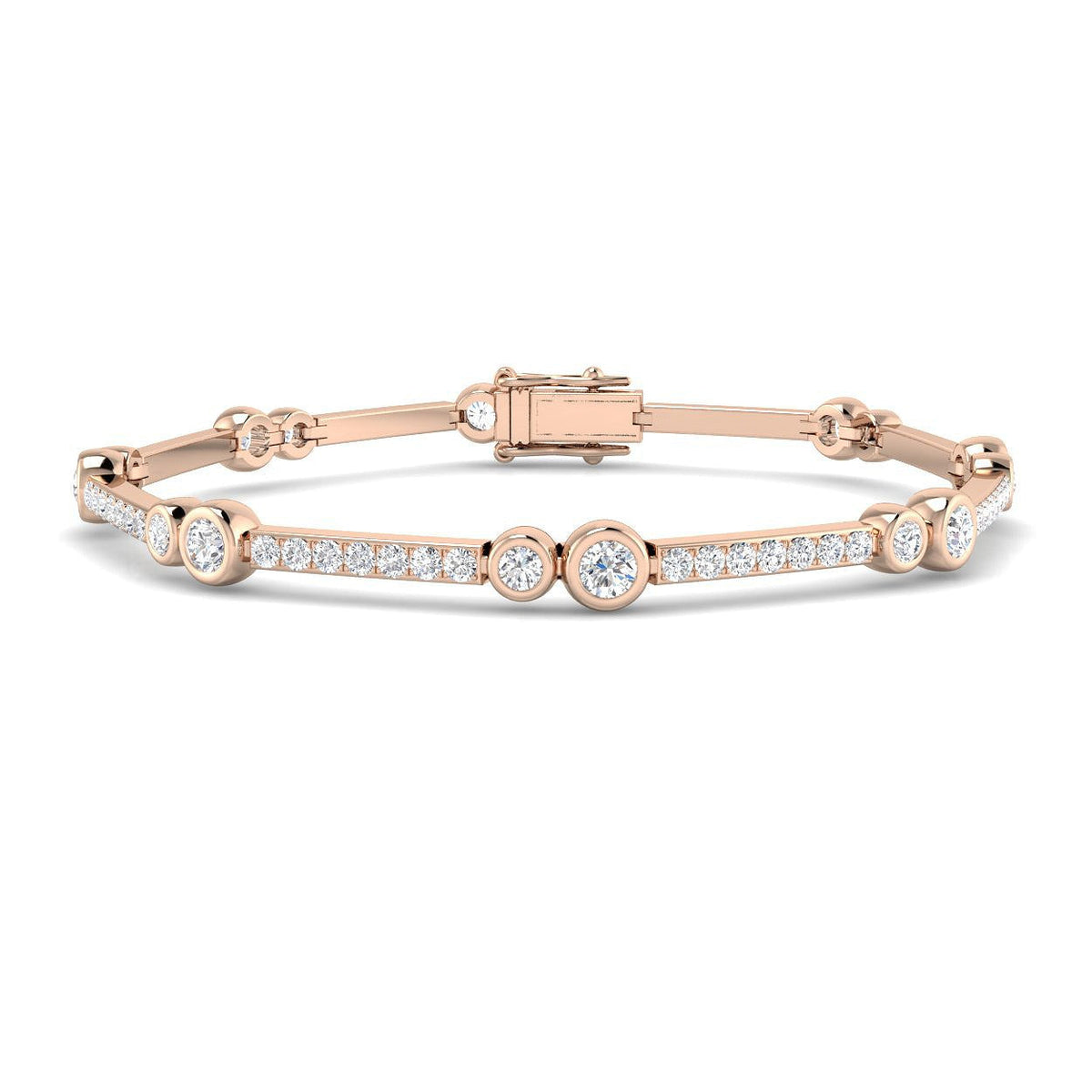 Lab Grown Diamond Station Bracelet in 10K/14K gold and platinum with certified lab-grown or natural diamonds